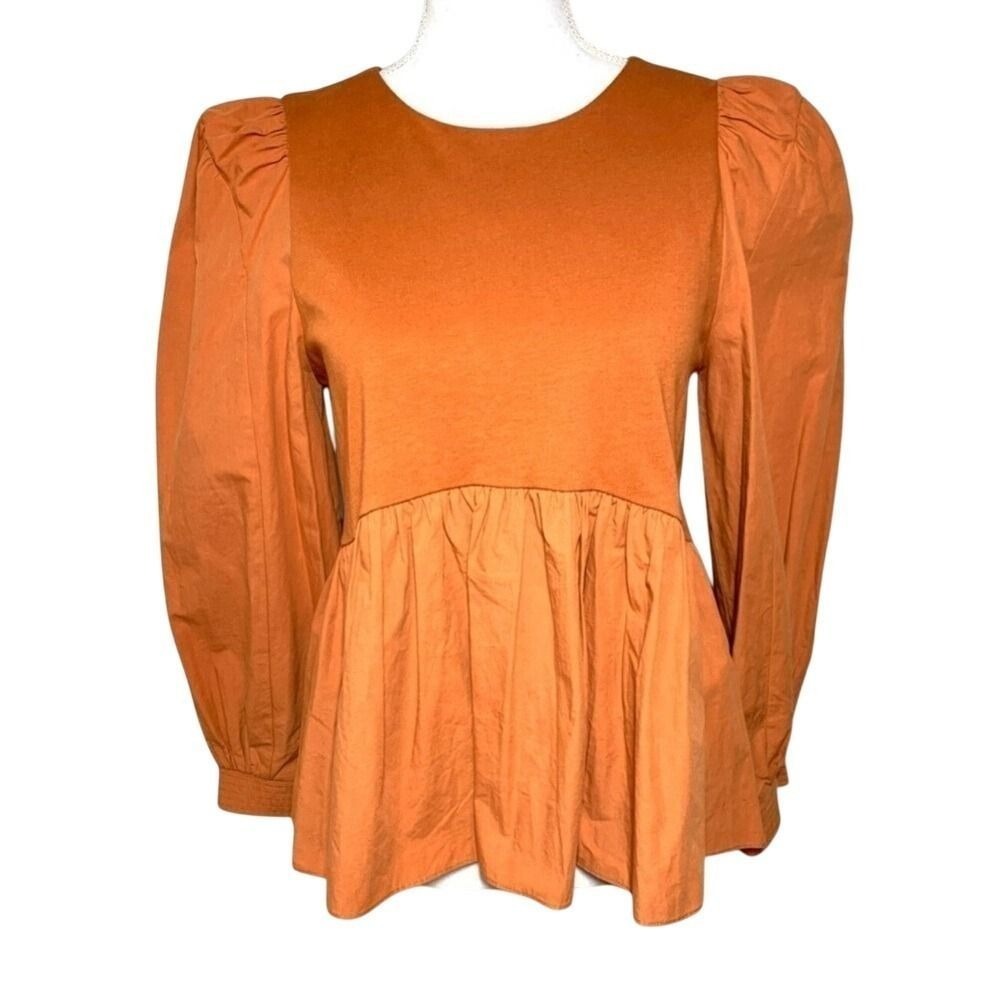 English Factory Peplum High Low Hem  Boho Top Cotton Blend Women Small NWOT